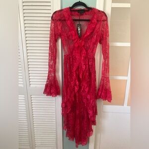 Vampire Chic Red Lace Duster (new w/ tags)